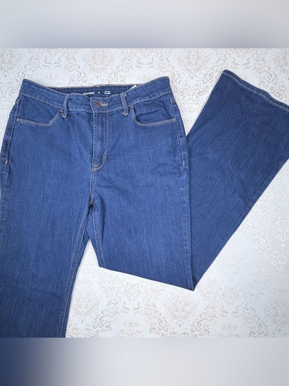 Old Navy Dark Wash Hi Rise Flare Jeans, 10
